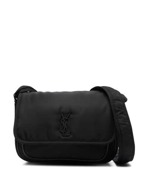Geanta tip postas Saint Laurent Niki neagra din alama si poliamida