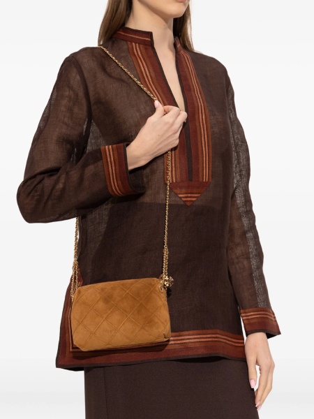 Geanta tip postas Tory Burch maro din piele intoarsa