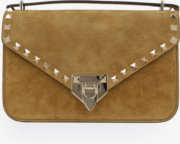 Genti Rockstud Small Suede Crossbody Bag