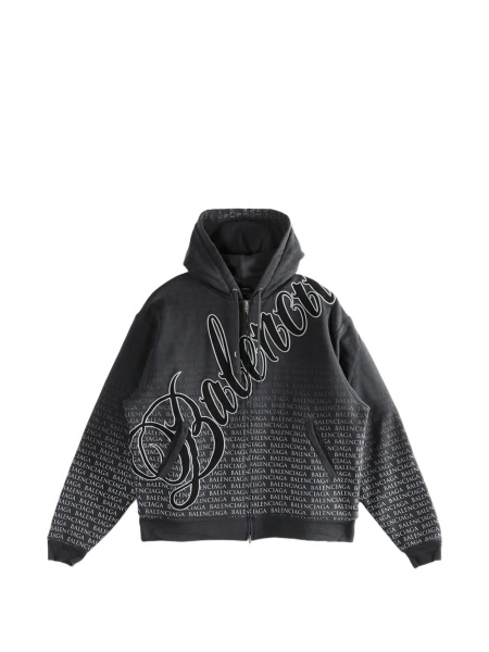Hanorac Balenciaga negru din bumbac si polyester