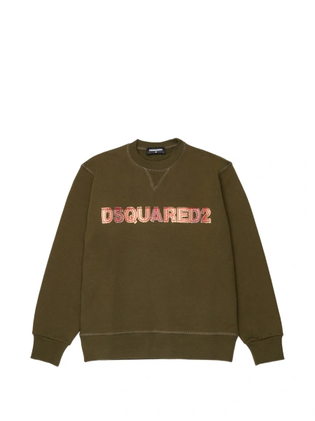 Hanorac DSQUARED2 verde din bumbac organic