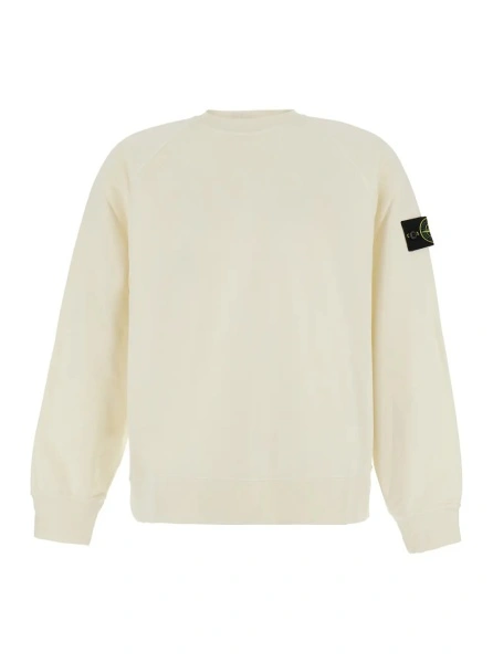 Hanorac Stone Island alb din bumbac