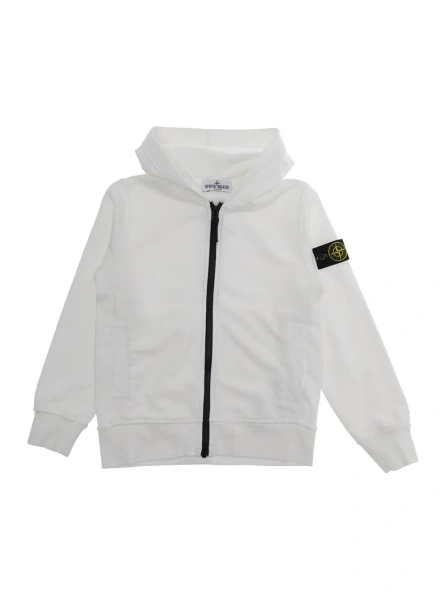Hanorac Stone Island alb din bumbac