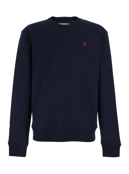 Hanorace Blue Sweatshirt with AMI de Coeur Logo on the Front in Cotton for Men
