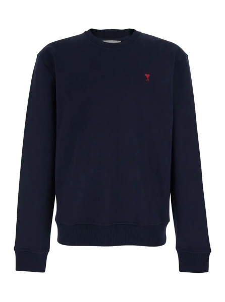 Hanorace Blue Sweatshirt with AMI de Coeur Logo on the Front in Cotton for Men