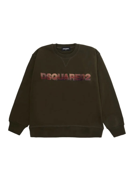 Hanorace Green sweatshirt with logo lettering on the front in cotton for boy