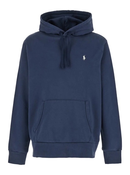 Hanorace Hooded Sweatshirt with Pony Embroidery in Blue Cotton for Men