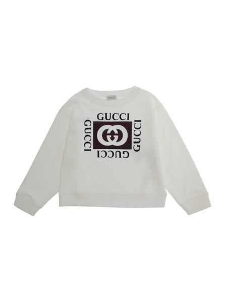 Hanorace white Sweatshirt with printed logo on the front in cotton for Girl
