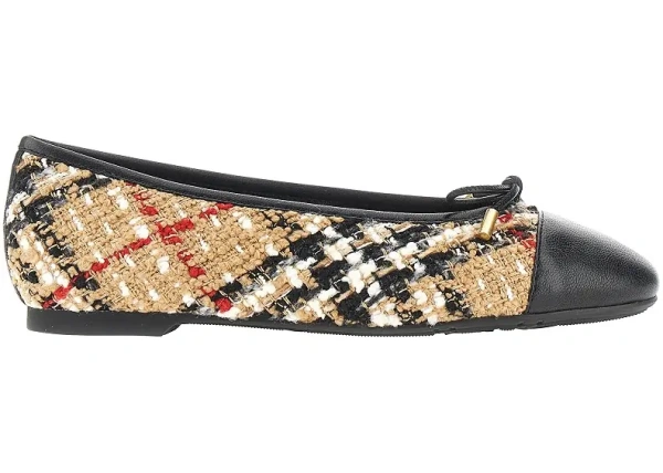 Incaltaminte Check bouclé and leather Highgate ballerinas
