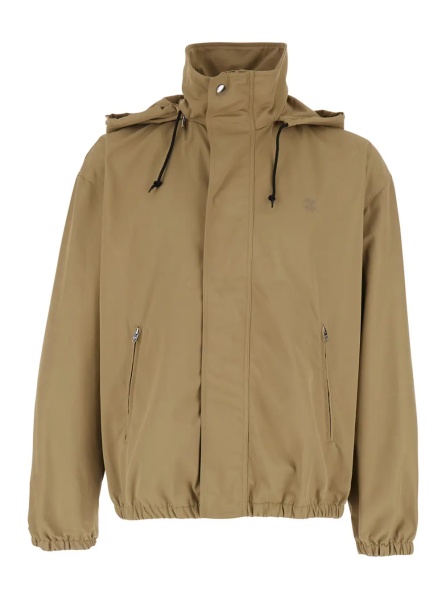 Jacheta Beige 'WINDBREAKER' Jacket with Front Closure and Tech Fabric Pockets for Men