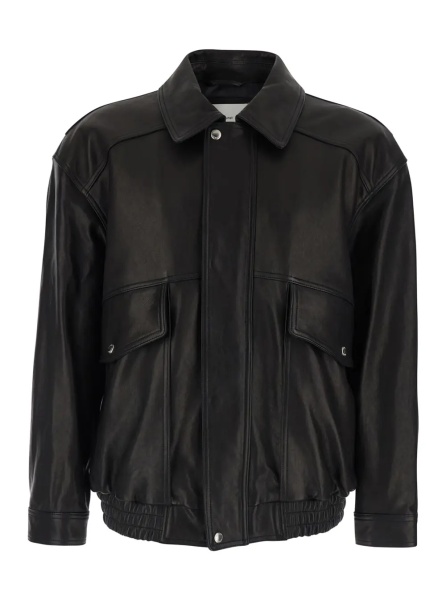 Jacheta Black jacket with classic collar and two front pockets in leather man