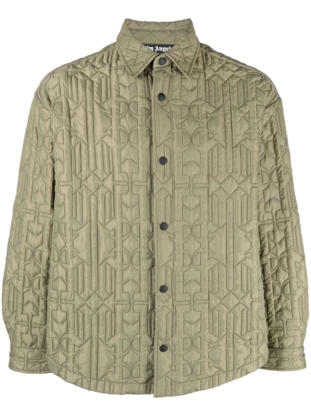 Jacheta camasa Palm Angels verde din poliamida