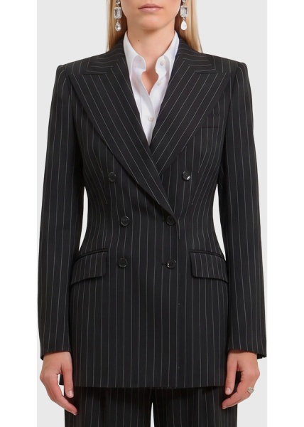 Jacheta Double-Breasted Chalk Stripe Jacket