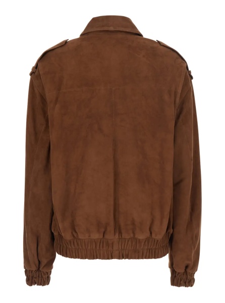 Jacheta 'HALTI' brown Jacket with front pockets in suede for women