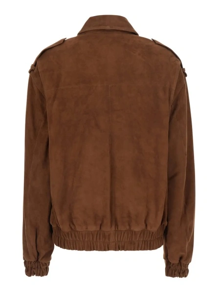 Jacheta 'HALTI' brown Jacket with front pockets in suede for women