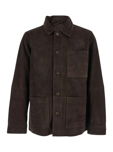 Jacheta Jacket 'CAMOSCIO' Brown with Leather Front Closure Men