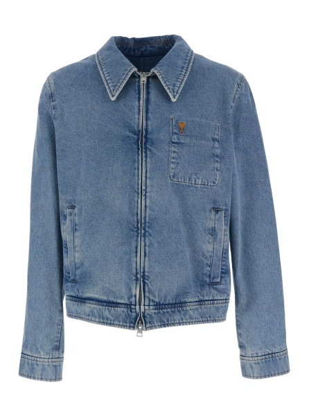 Jacheta Jacket with ADC Embroidery on the Front and Logo Patch on the Back in Light Blue Denim for Men