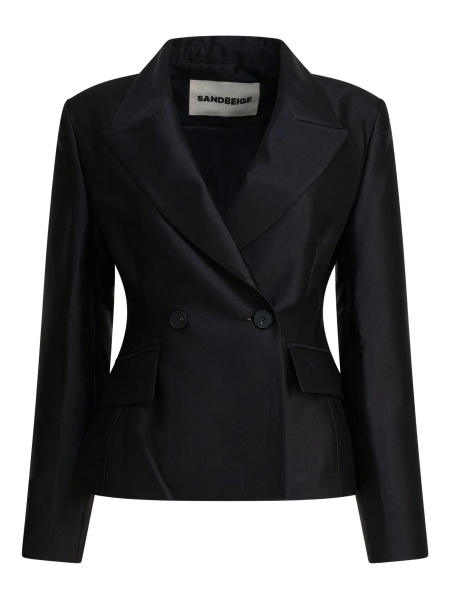 Jacheta Sandbeige neagra din matase si lana