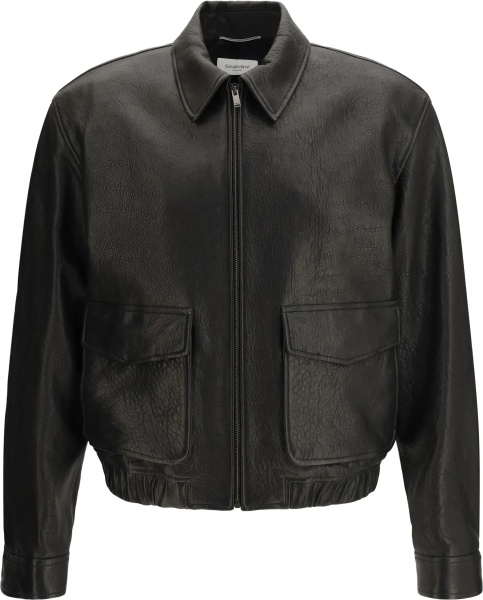 Jacheta Short lamb leather Jacket with pointed collar