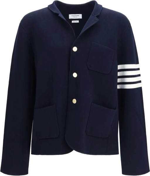 Jacheta Single-breasted wool Jacket with four-bar sleeve detail