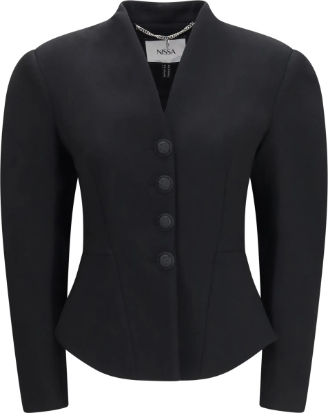 Jacheta Tailored wool-blend V-neck Jacket