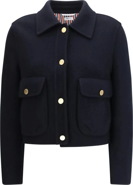 Jacheta Thom Browne albastra din lana virgina