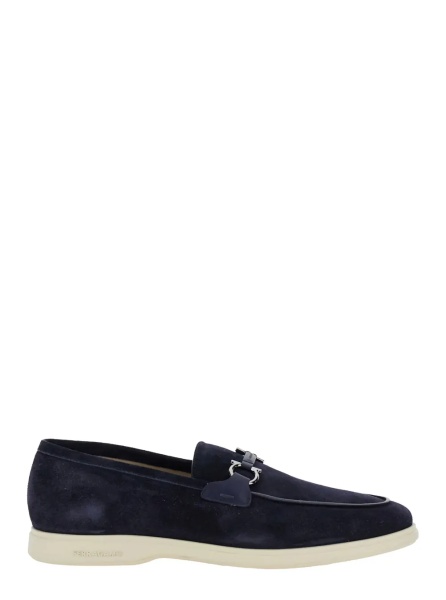 Mocasini 'Cosimo' Blue Loafers with Metallic Hooks on the Front in Suede Man