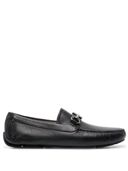 Mocasini Ferragamo gancini negri din piele