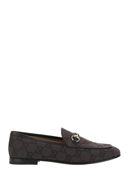 Mocasini 'Jordan' Brown Loafers with Horsebit on the Front in GG Canvas for Women