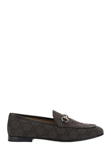 Mocasini 'Jordan' Brown Loafers with Horsebit on the Front in GG Canvas for Women