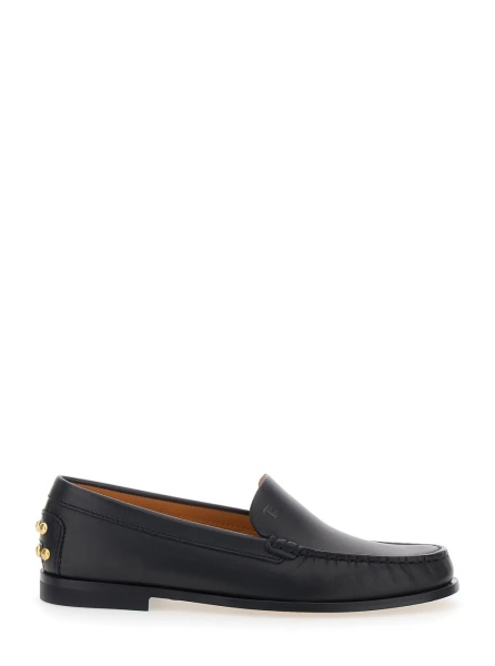 Mocasini Loafers Black "Loafers with Embossed Logo and Stud Details on the Back" in Leather Women