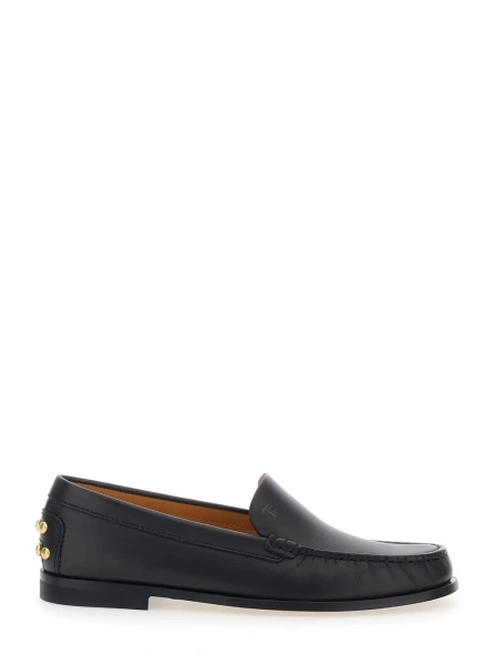 Mocasini Loafers Black "Loafers with Embossed Logo and Stud Details on the Back" in Leather Women