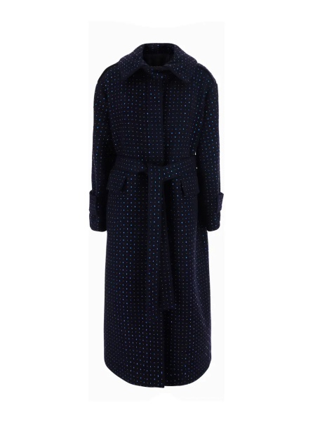 Paltoane Blue Coat with Front Closure and Flap Pockets in Wool for Women