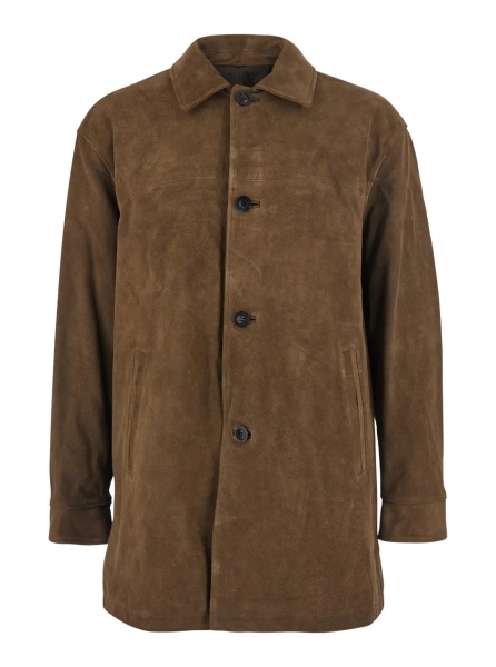 Paltoane Brown Coat with Classic Collar in Suede Man
