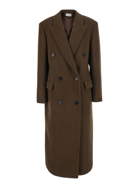 Palton 'Bamira' brown Double-breasted coat with Peak revers in wool for women