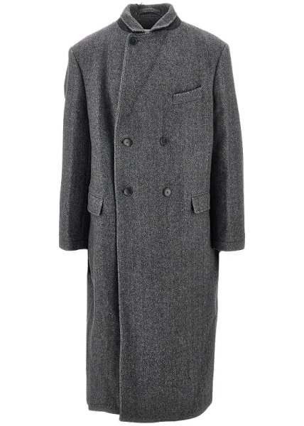 Palton 'Conference' herringbone wool long coat