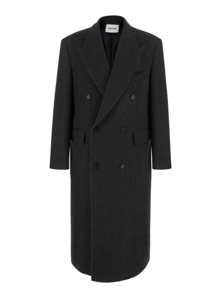 Palton Dark brown Double-breasted coat with Peak revers in wool and cashmere for men
