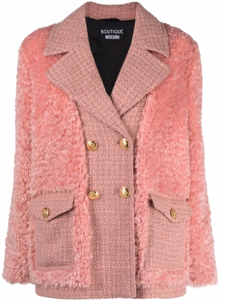 Palton LOVE Moschino roz din polyester