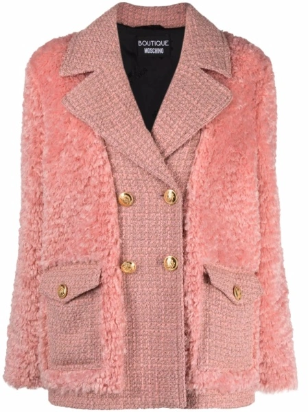 Palton LOVE Moschino roz din polyester