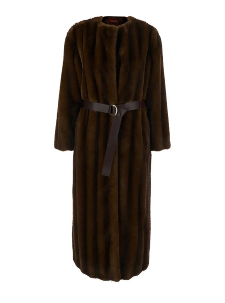 Palton MSTORMA Coat characterized by notched revers and side pockets in brown for women