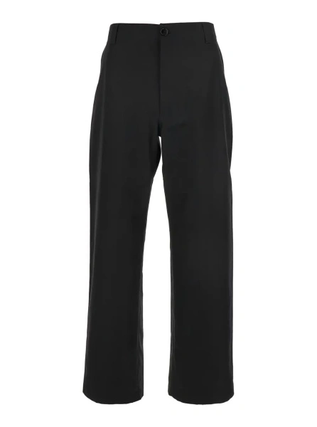 Pantaloni Black Pants with Belt Loops and Web Detail on the Rear in Cotton Man