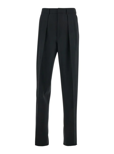 Pantaloni Black Pants with HIgh Waist and Pences in Wool Man