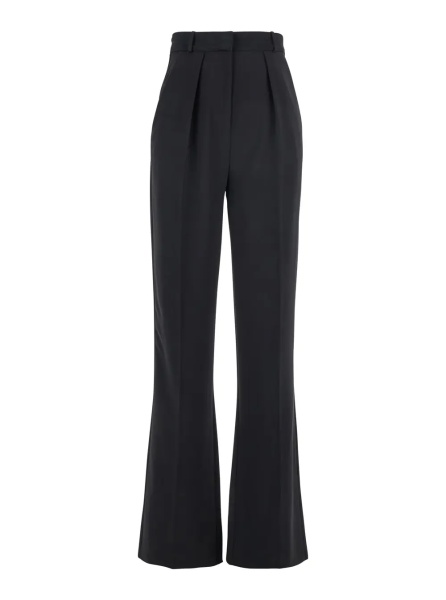Pantaloni Black Trousers with Pleated Details in Fabric Woman