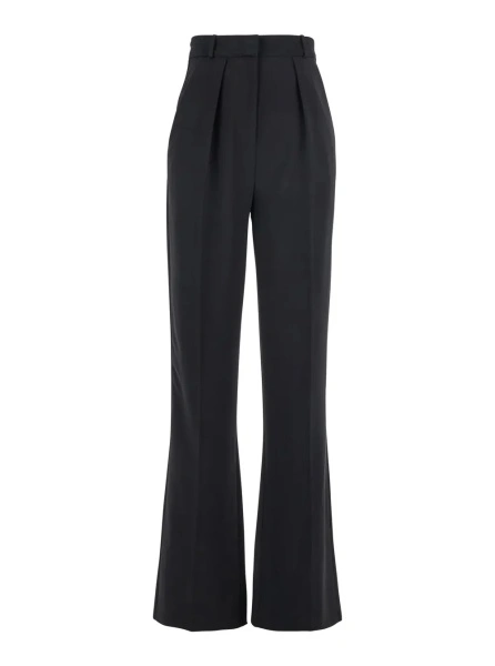 Pantaloni Black Trousers with Pleated Details in Fabric Woman