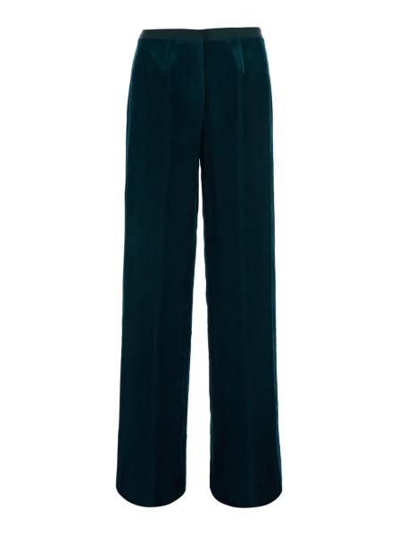 Pantaloni Blue High-waisted pants with two side pockets in corduroy for women