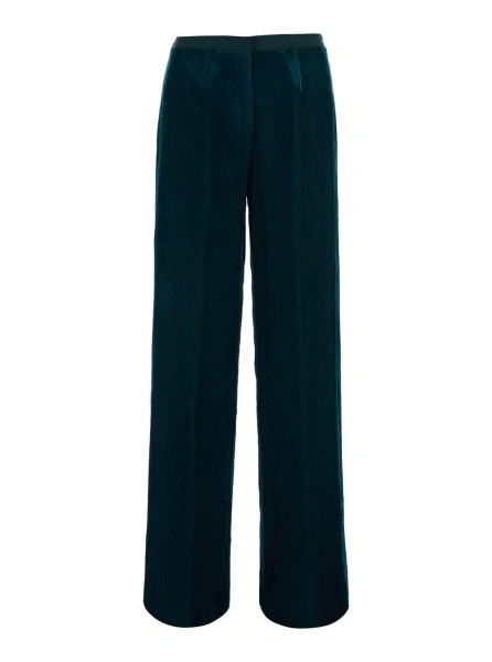 Pantaloni Blue High-waisted pants with two side pockets in corduroy for women