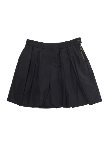 Pantaloni Blue Shorts with Off-Center Closure and Logo Patch on the Back in Tech Fabric for Girls