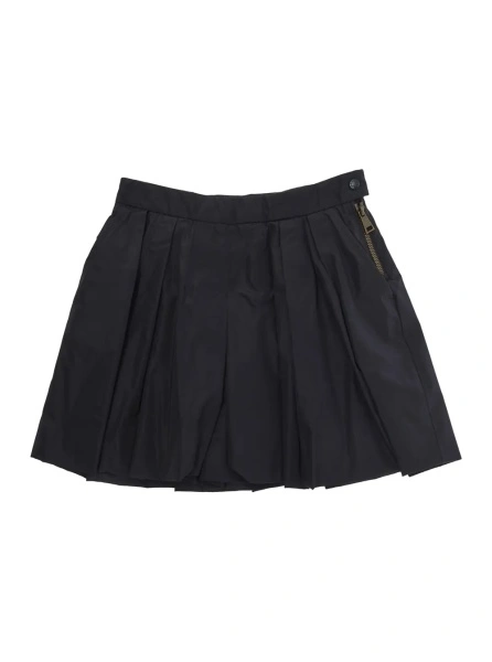 Pantaloni Blue Shorts with Off-Center Closure and Logo Patch on the Back in Tech Fabric for Girls