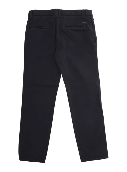 Pantaloni Blue Trousers with Belt Loops and Logo Plate on the Back in Cotton Boy