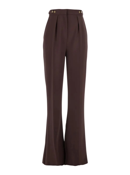 Pantaloni Bordeaux Pants with Jewel Button Embellishments and Pences in Tech Fabric Stretch Woman